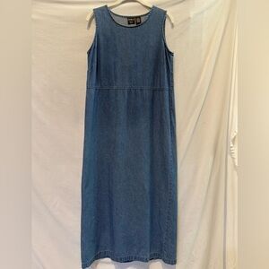 NWOT - Erika Long Blue Sleeveless Empire Waist Denim Dress